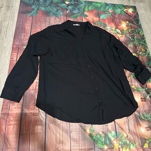 Women's Black Button-Down Casual Shirt - Relaxed Fit